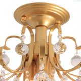Elegant Brass Crystal Semi-Flush Mount Ceiling Light Image - 11