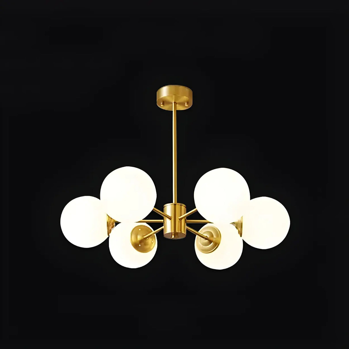 Elegant Brass Globe Large Sputnik Chandelier Living Room Image - 10
