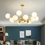 Elegant Brass Globe Large Sputnik Chandelier Living Room Image - 3