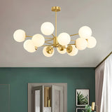 Elegant Brass Globe Large Sputnik Chandelier Living Room Image - 4