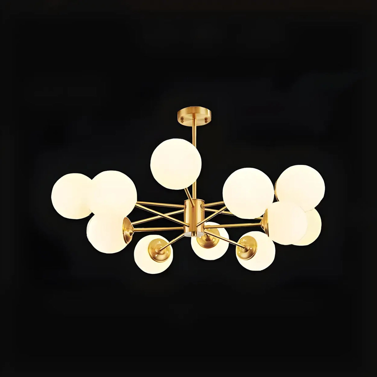 Elegant Brass Globe Large Sputnik Chandelier Living Room Image - 5