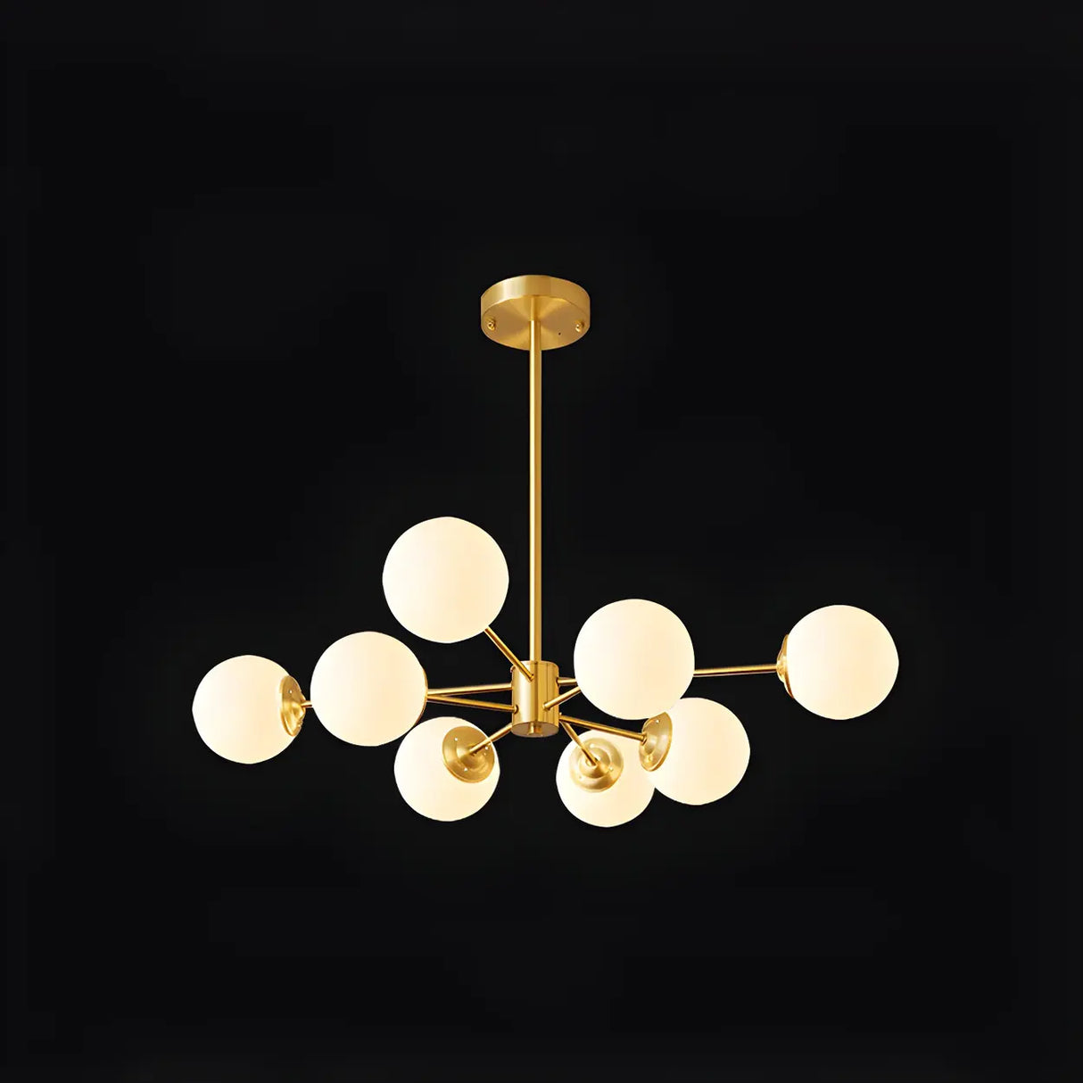 Elegant Brass Globe Large Sputnik Chandelier Living Room Image - 8