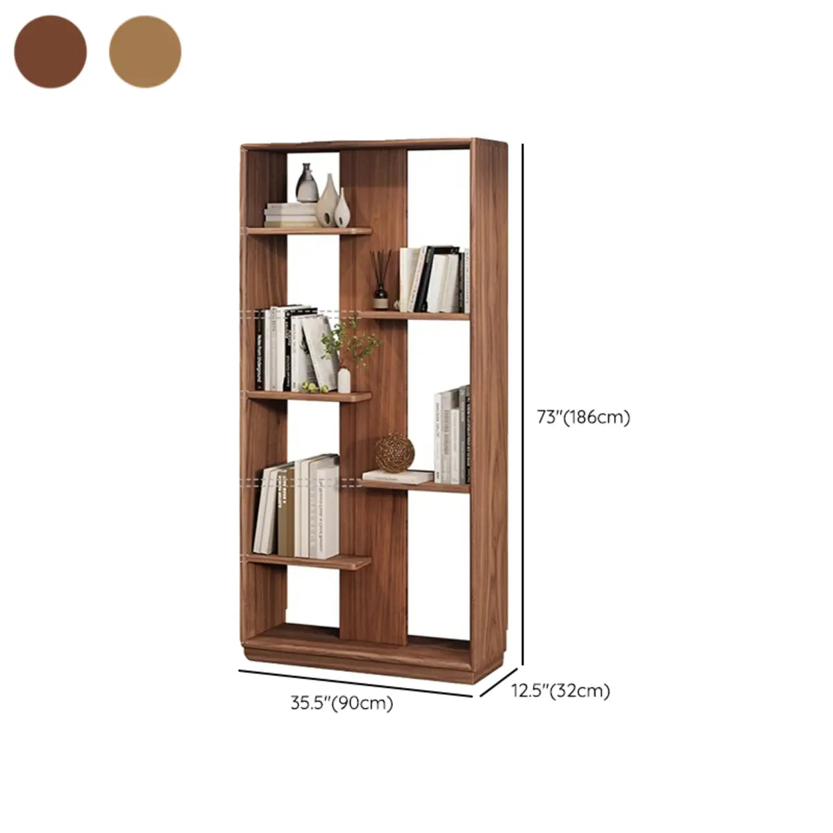 Elegant Brown Open Back Vertical Standard Wood Bookcase 