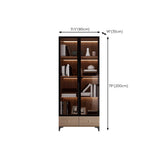 Elegant Brown Tall Glass Wood Bookcase with Cabinets #size