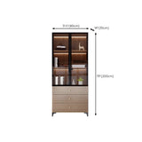 Elegant Brown Tall Glass Wood Bookcase with Cabinets Image - 16