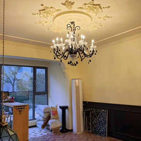 Elegant Candelabra Crystal Living Room Black Chandelier Image - 2