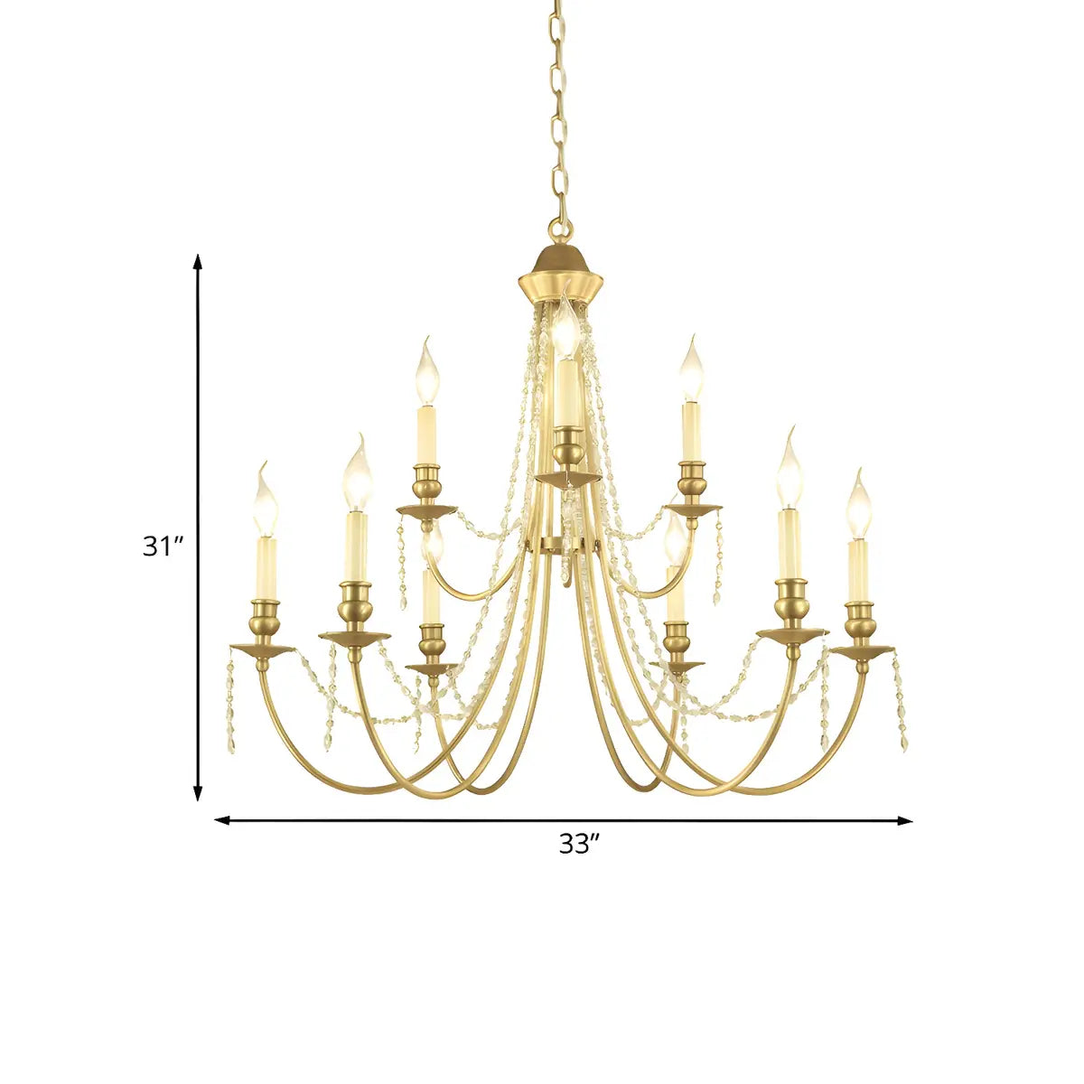 Luxury Classic 2 Tiers Gold Candlestick Chandelier 