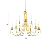 Luxury Classic 2 Tiers Gold Candlestick Chandelier #size