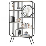 Elegant Chic Rectangle Metal Frame Open-Back Bookshelf Image - 17