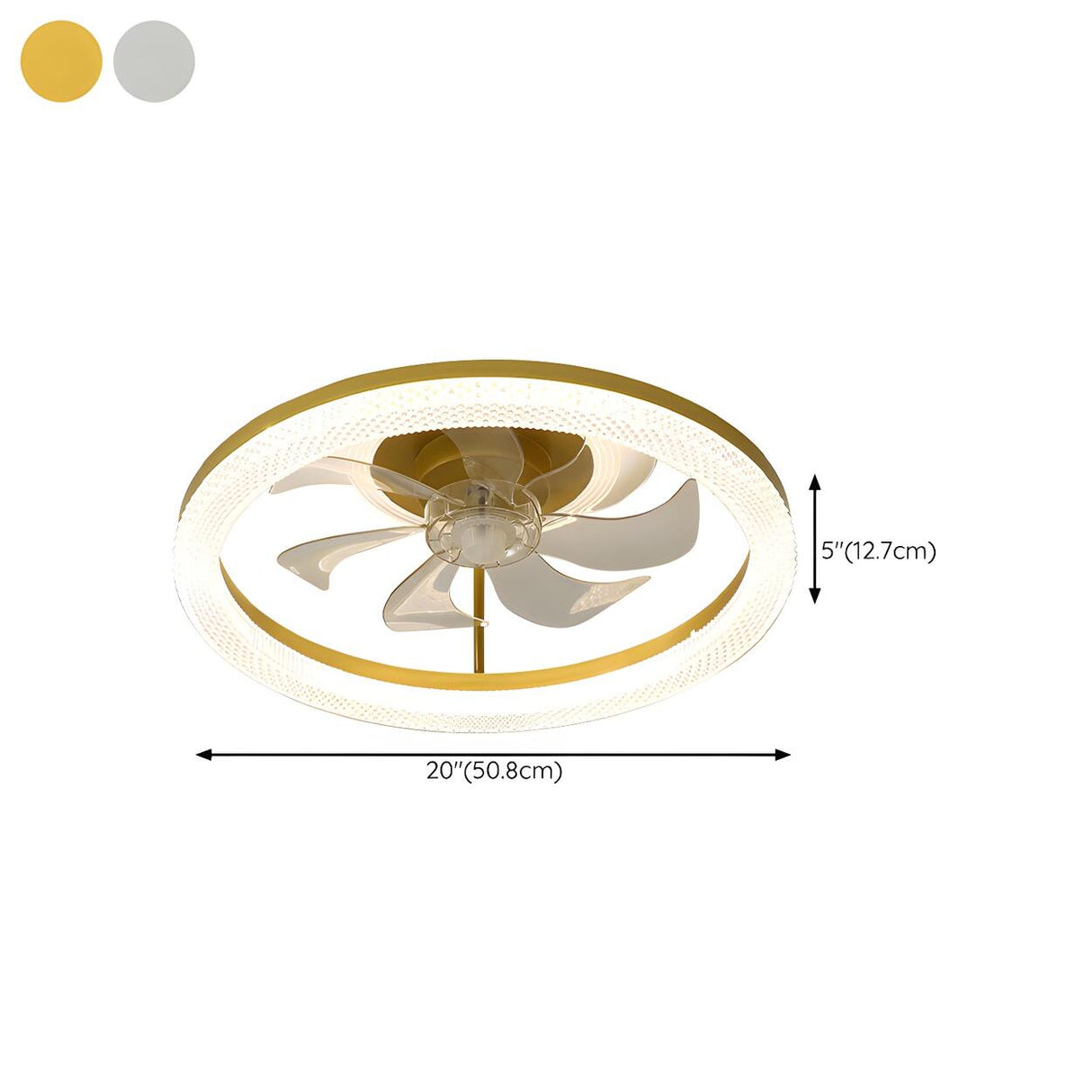 Elegant Circular 7-Blade Ceiling Fan with LED Light 