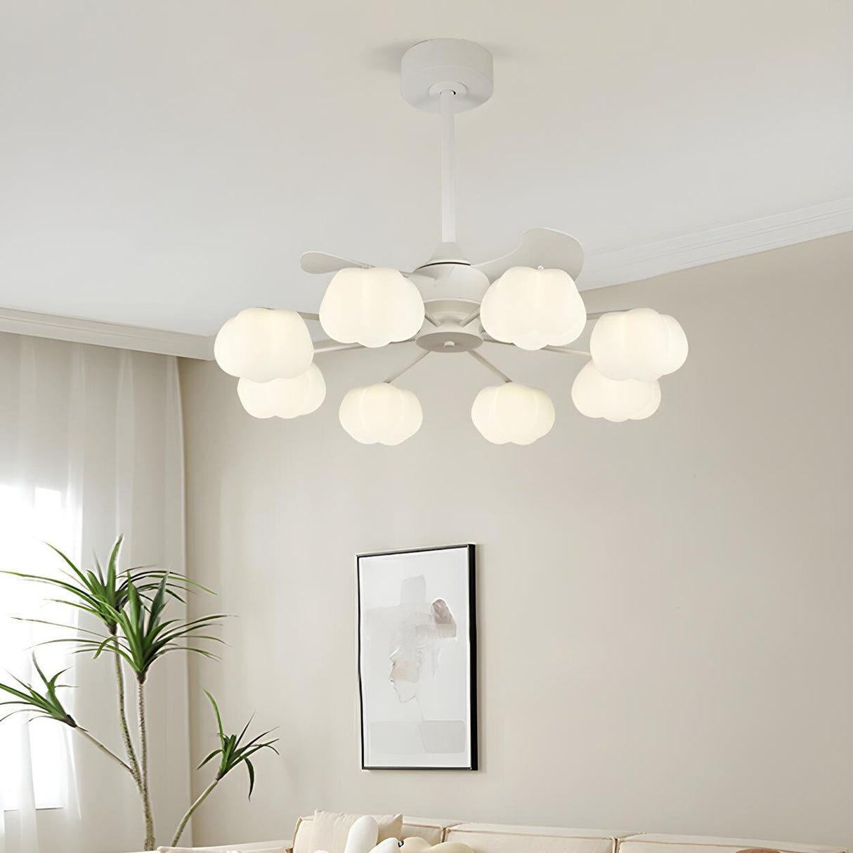 Elegant Cloud Shade Remote Chandelier Fan with Lights Image - 1