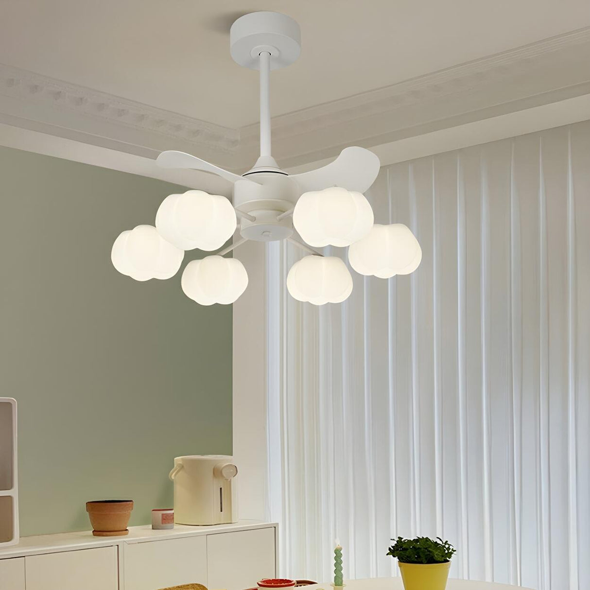 Elegant Cloud Shade Remote Chandelier Fan with Lights Image - 10