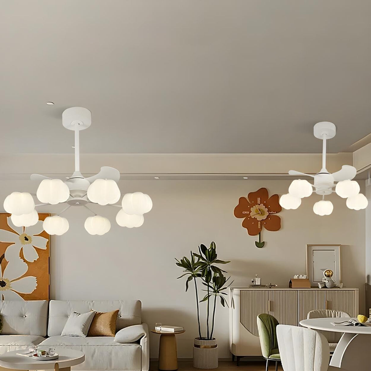 Elegant Cloud Shade Remote Chandelier Fan with Lights Image - 14