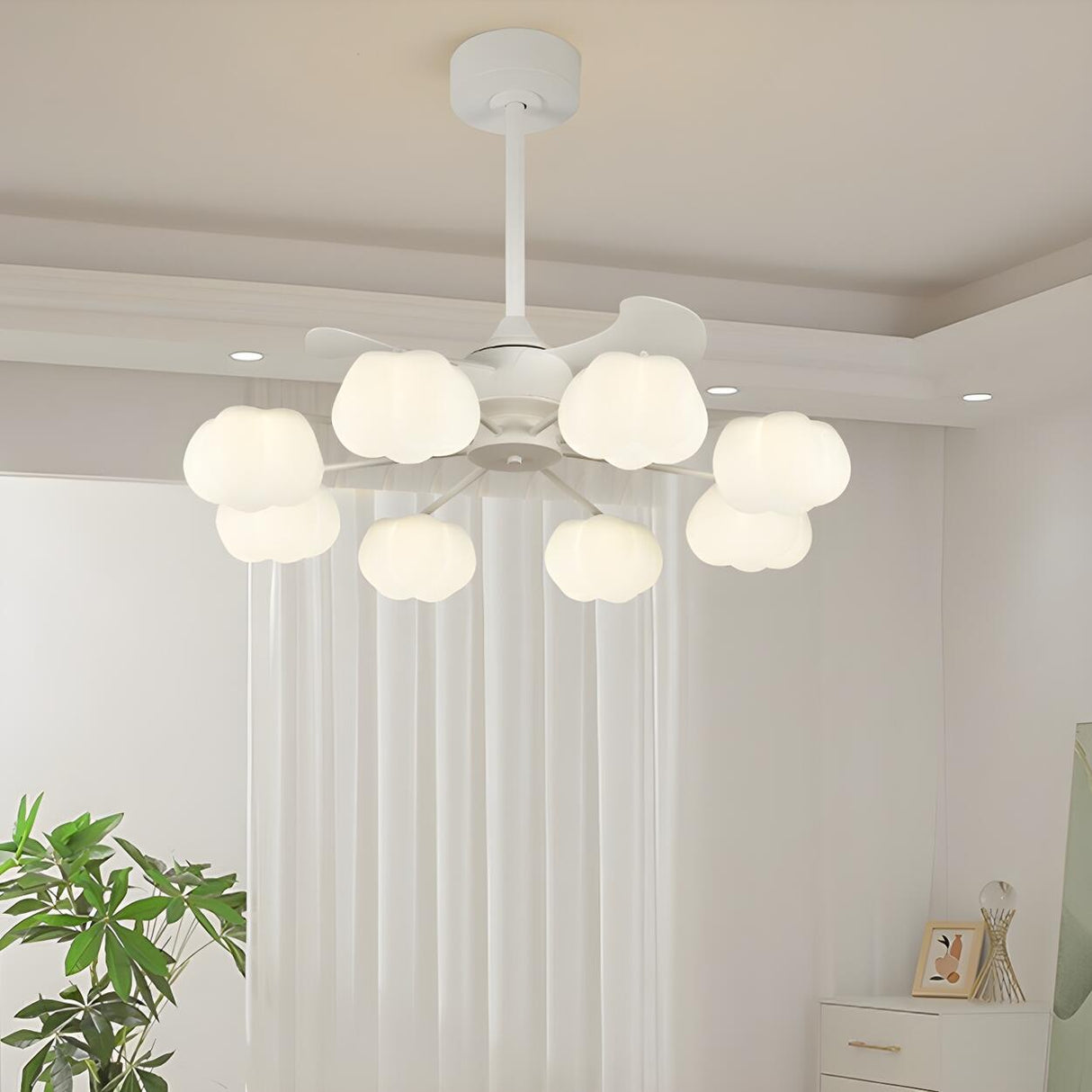Elegant Cloud Shade Remote Chandelier Fan with Lights Image - 15