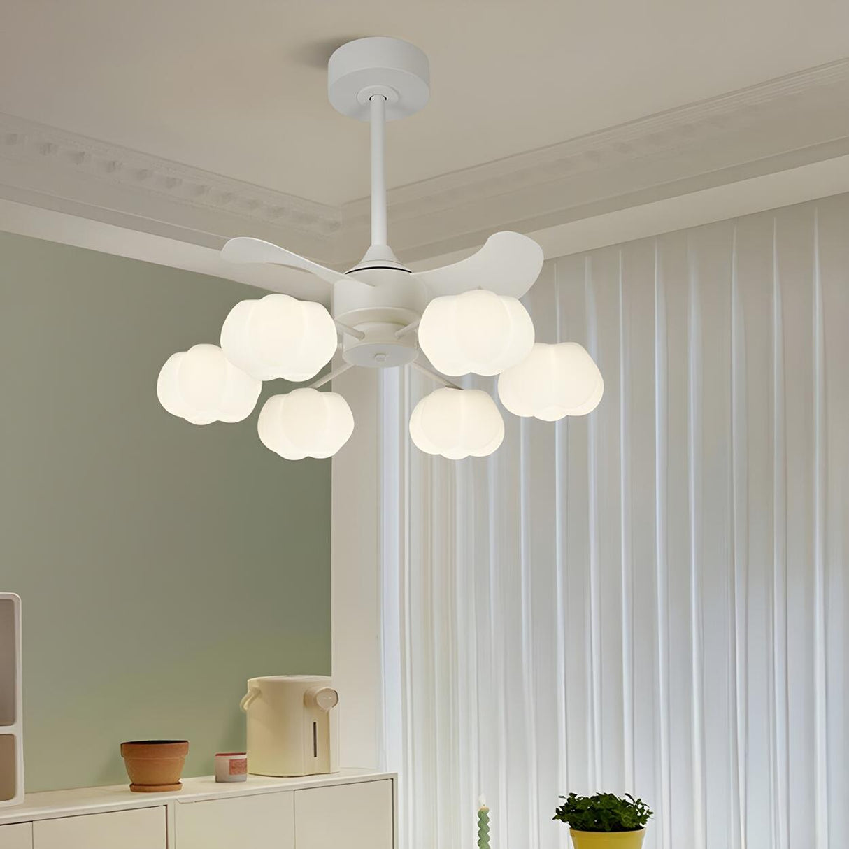 Elegant Cloud Shade Remote Chandelier Fan with Lights Image - 16
