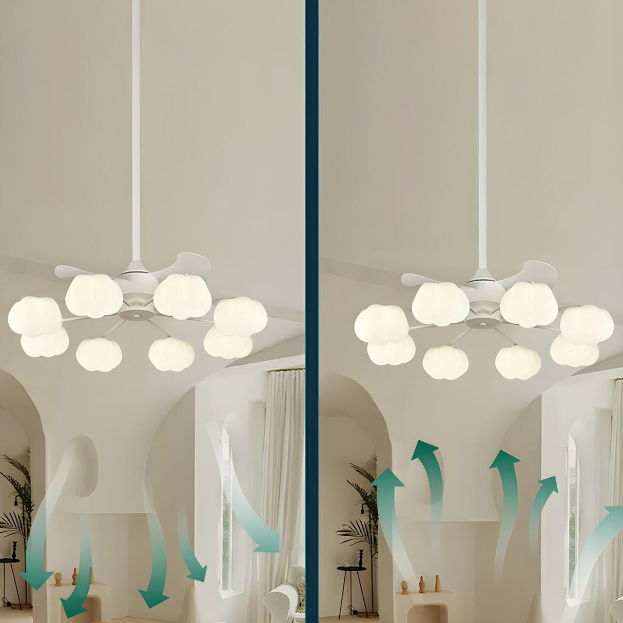 Elegant Cloud Shade Remote Chandelier Fan with Lights Image - 19