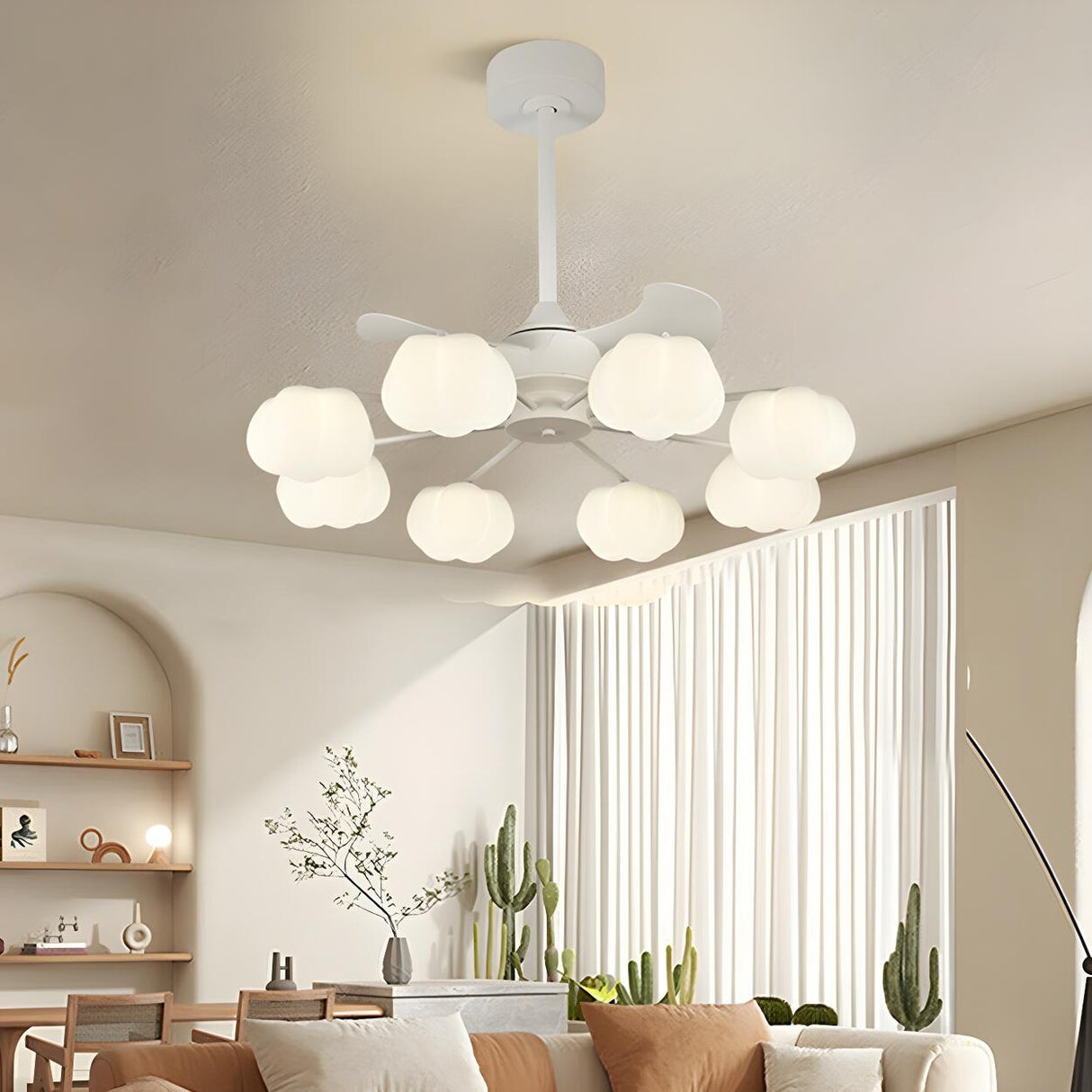 Elegant Cloud Shade Remote Chandelier Fan with Lights Image - 3