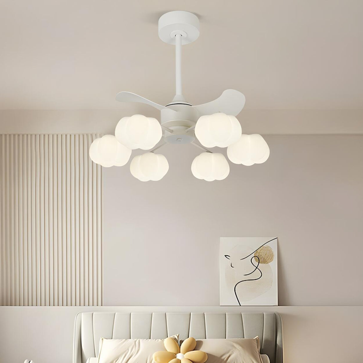 Elegant Cloud Shade Remote Chandelier Fan with Lights Image - 6