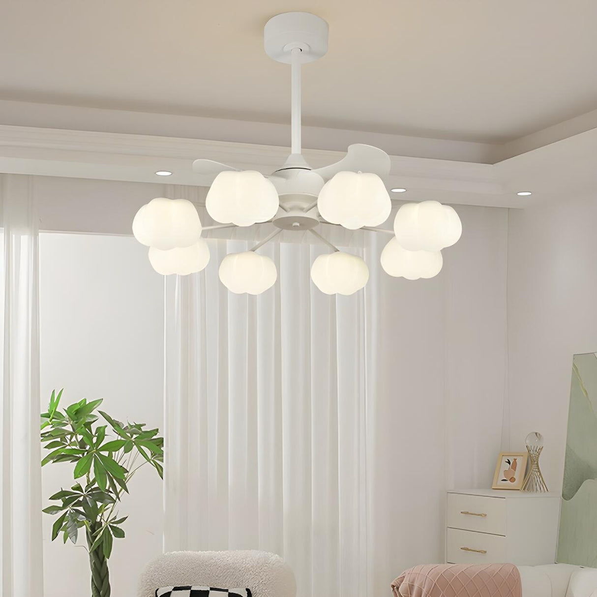 Elegant Cloud Shade Remote Chandelier Fan with Lights Image - 7