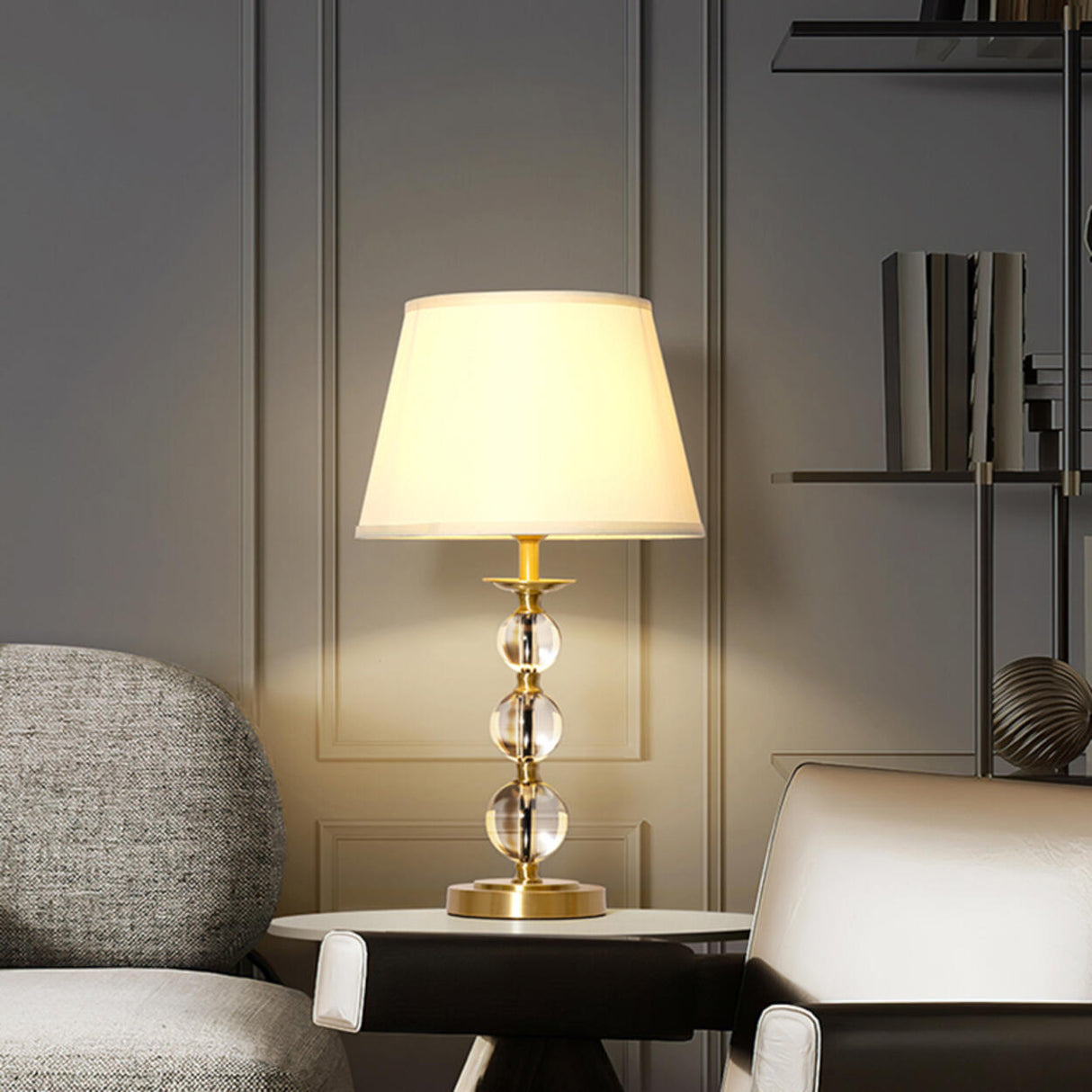 Elegant Conical Crystal Ball Base Decorative Table Lamp Image - 3