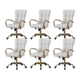 Elegant Cream Gold Adjustable Ergonomic Leather Office Chair Image - 15