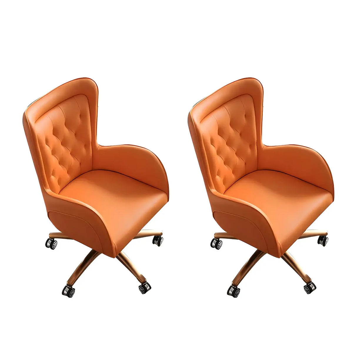 Elegant Cream Gold Adjustable Ergonomic Leather Office Chair Image - 22