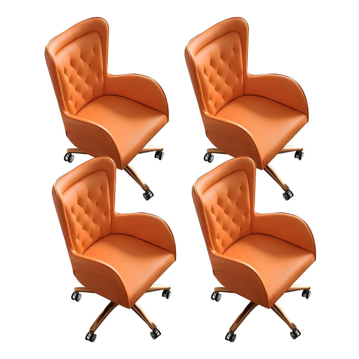 Elegant Cream Gold Adjustable Ergonomic Leather Office Chair Image - 23