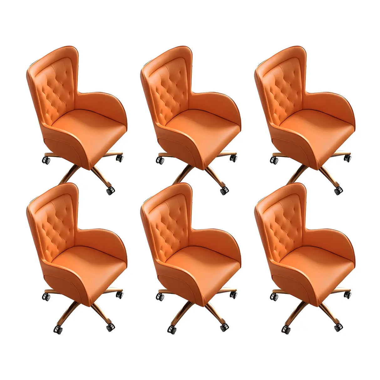 Elegant Cream Gold Adjustable Ergonomic Leather Office Chair Image - 24