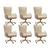 Elegant Cream Gold Adjustable Ergonomic Leather Office Chair Image - 28