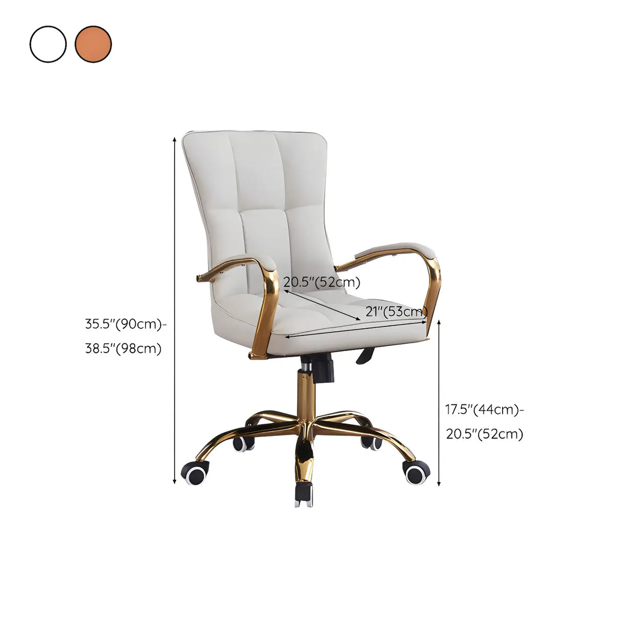 Elegant Cream Gold Adjustable Ergonomic Leather Office Chair 