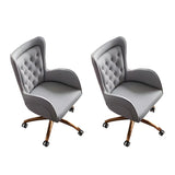 Elegant Cream Gold Adjustable Ergonomic Leather Office Chair Image - 3