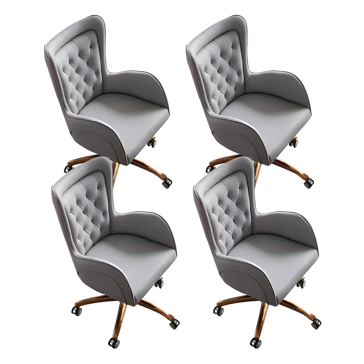 Elegant Cream Gold Adjustable Ergonomic Leather Office Chair Image - 6