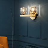 Elegant Crystal Glass Gold LED Vanity Light Fixture Image - 16