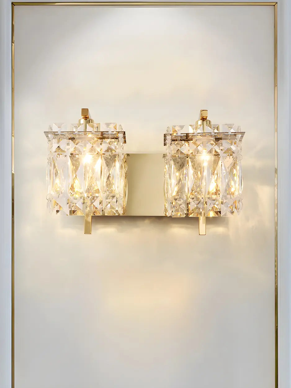 Elegant Crystal Wall Sconce Light with Gold Finish, 2-Light Image - 12