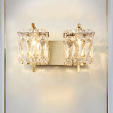 Elegant Crystal Wall Sconce Light with Gold Finish, 2-Light Image - 4