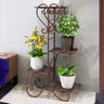 Elegant Curved Metal Base Floor Plant Stands Black Image - 13