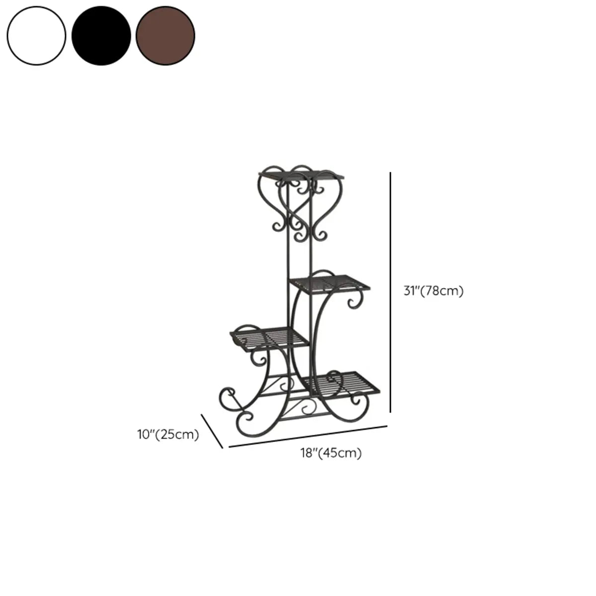 Elegant Curved Metal Base Floor Plant Stands Black 