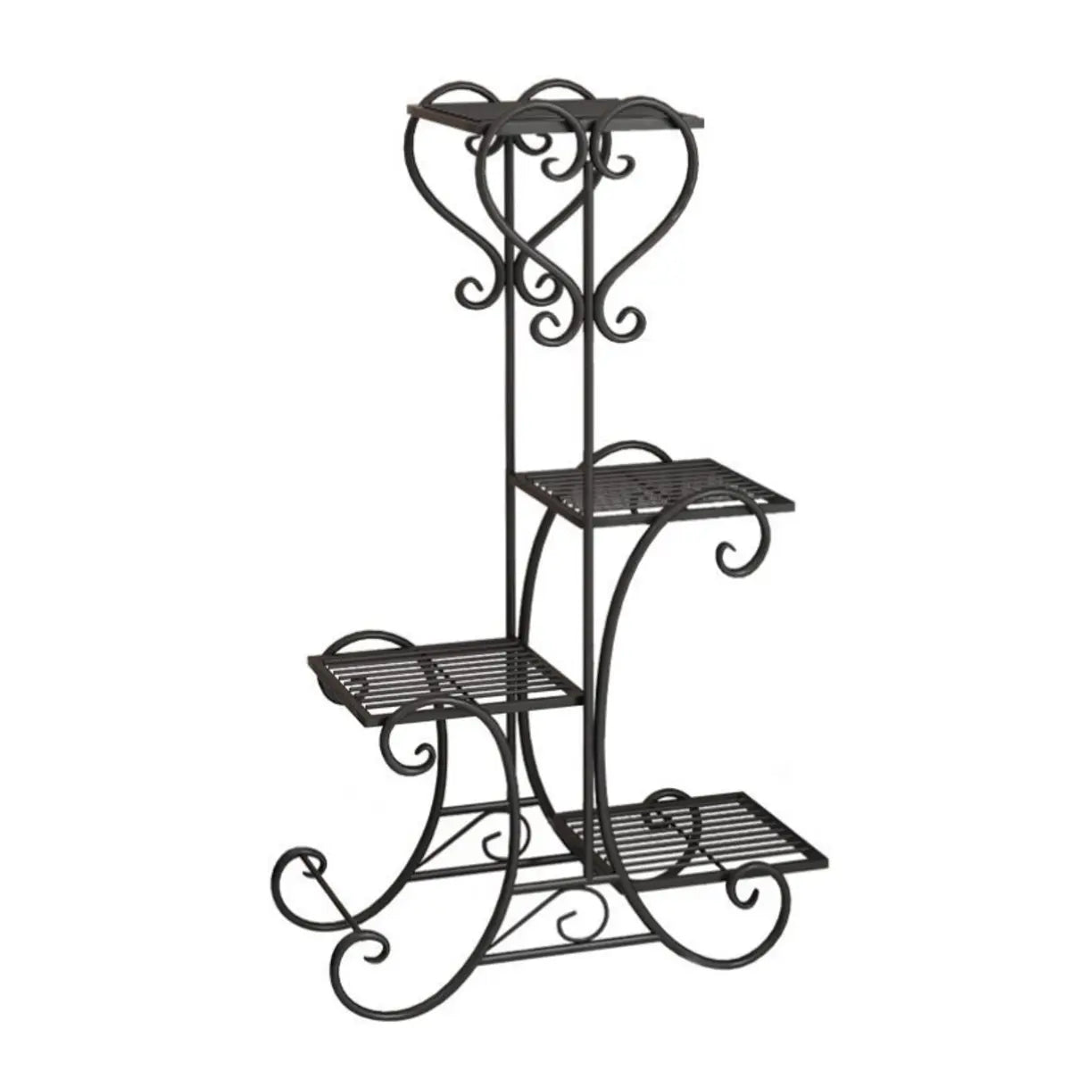 Elegant Curved Metal Base Floor Plant Stands Black Image - 6