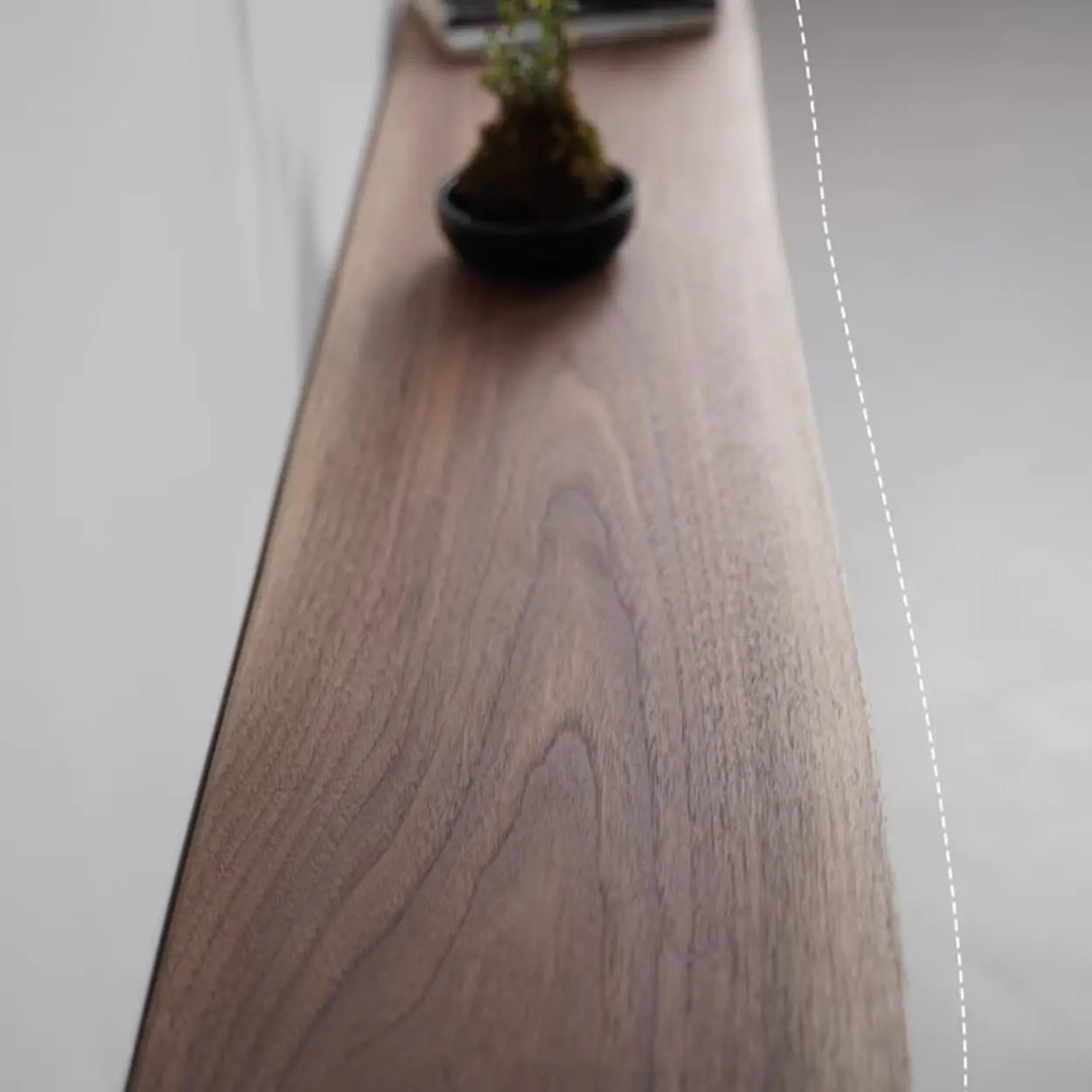 Elegant Curved Walnut Wood Clear Base Console Table Image - 10