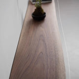 Elegant Curved Walnut Wood Clear Base Console Table Image - 10