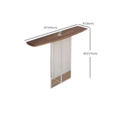 Elegant Curved Walnut Wood Clear Base Console Table Image - 13