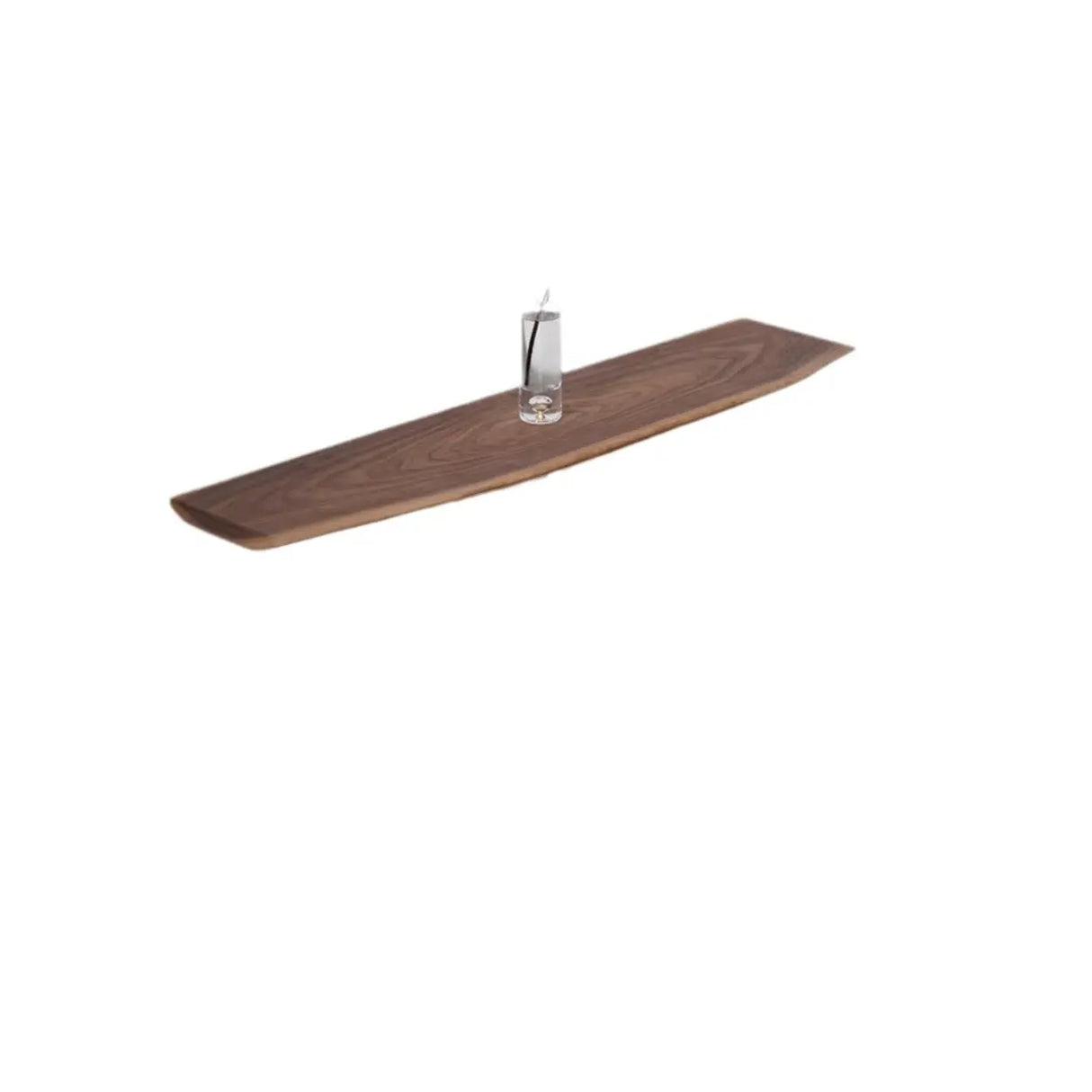 Elegant Curved Walnut Wood Clear Base Console Table Image - 5