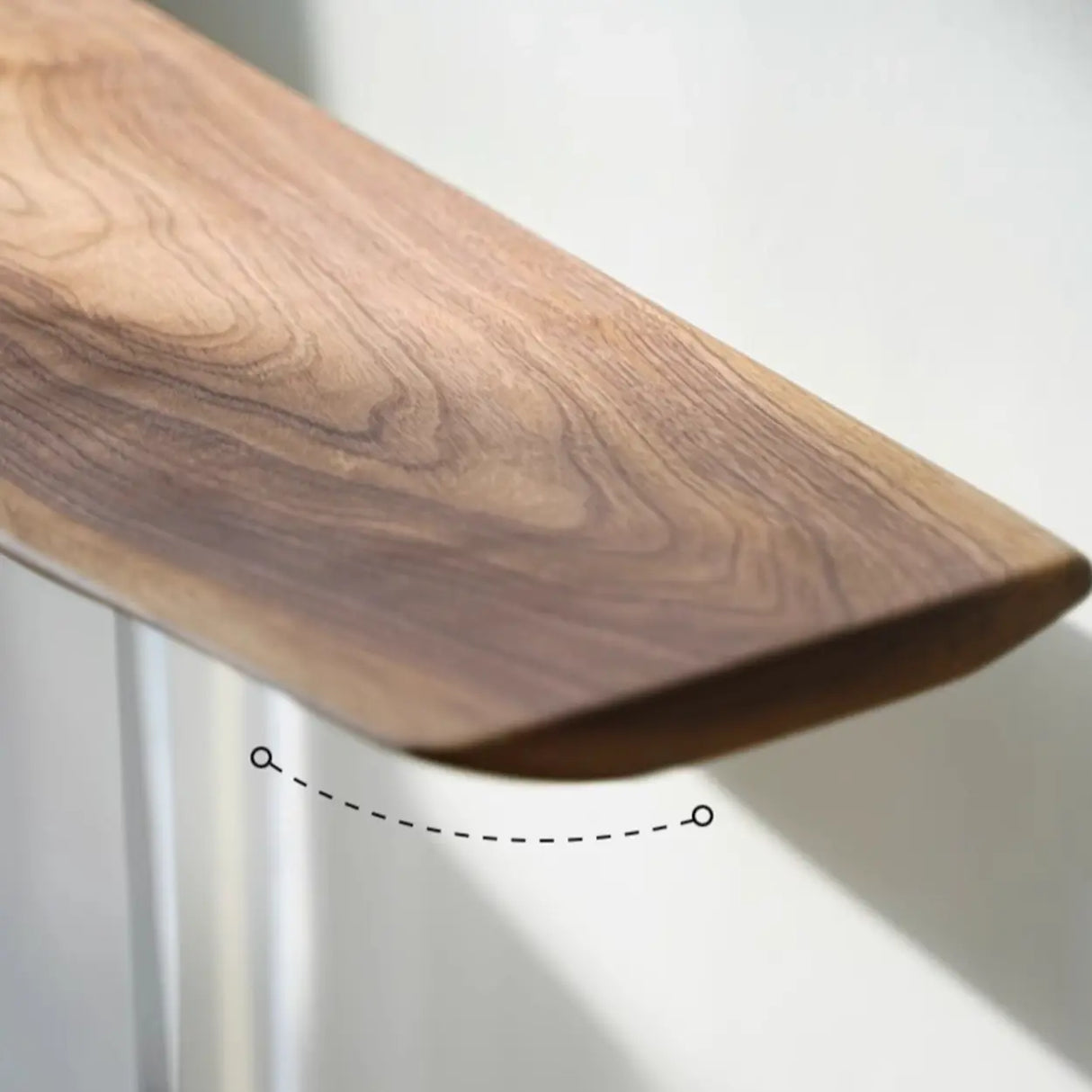 Elegant Curved Walnut Wood Clear Base Console Table Image - 9
