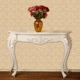 Elegant Curved Wood Cream Free Form Narrow Console Table Image - 11