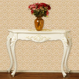 Elegant Curved Wood Cream Free Form Narrow Console Table Image - 17