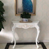 Elegant Curved Wood Cream Free Form Narrow Console Table Image - 5