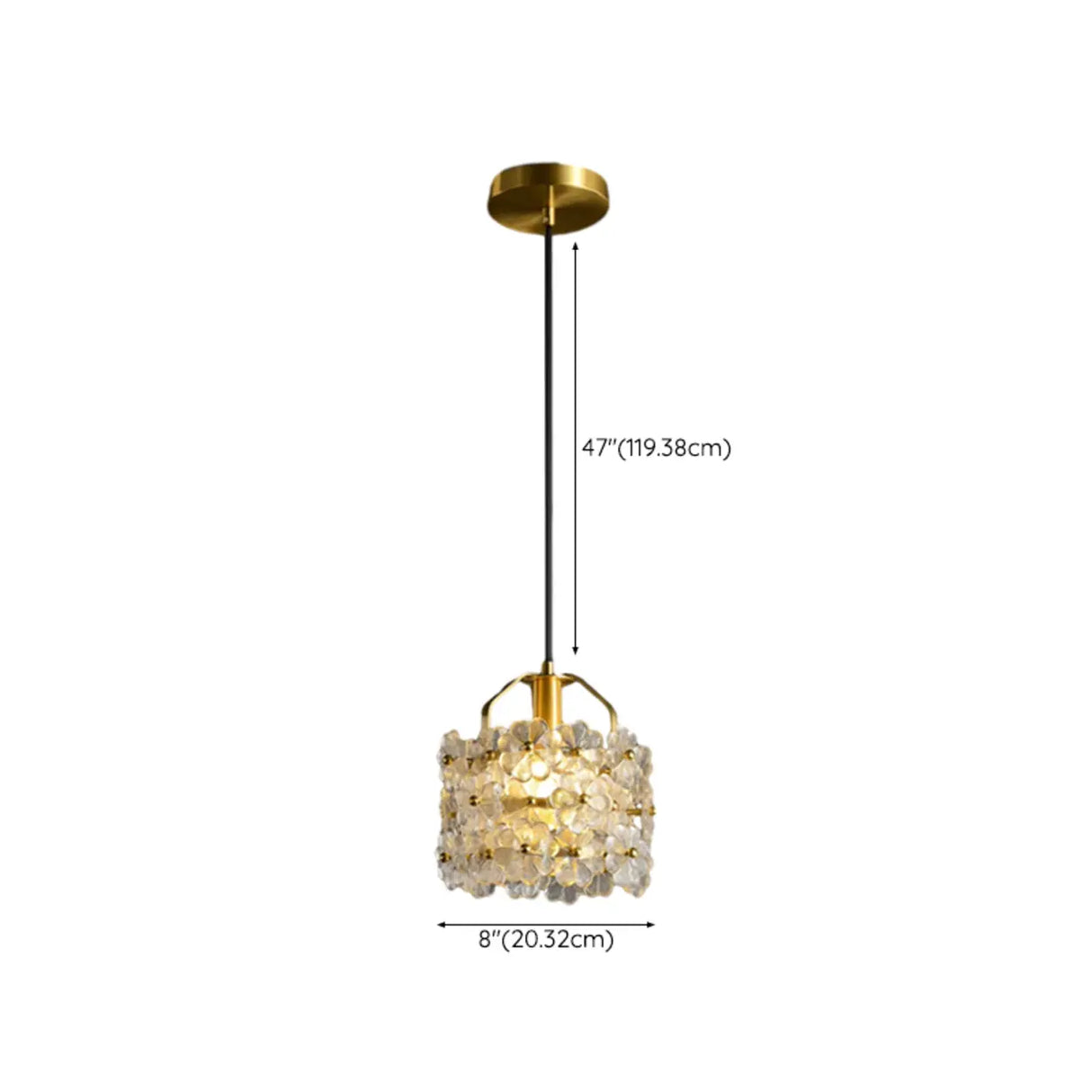 Elegant Cylinder Flower Clear Glass Pendant Light 