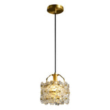 Elegant Cylinder Flower Clear Glass Pendant Light Image - 5