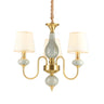 Elegant Dining Room Brass Ceramic Round Drum Chandelier Image - 3