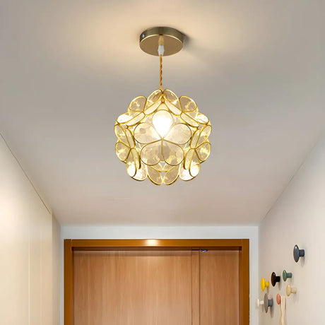 Elegant Dining Room Flower Globe White Glass Pendant Light Image - 1